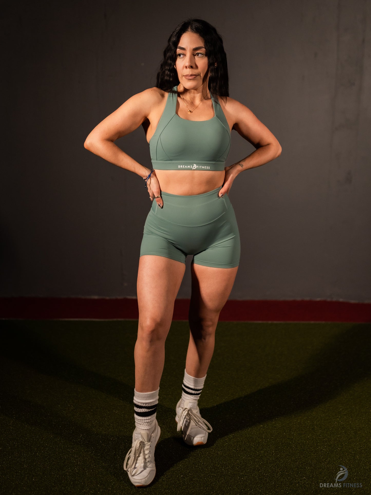 Mineral Green Wide Strap Sport Bra
