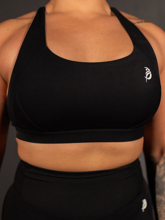Obsidian Black Wide Strap Sport Bra